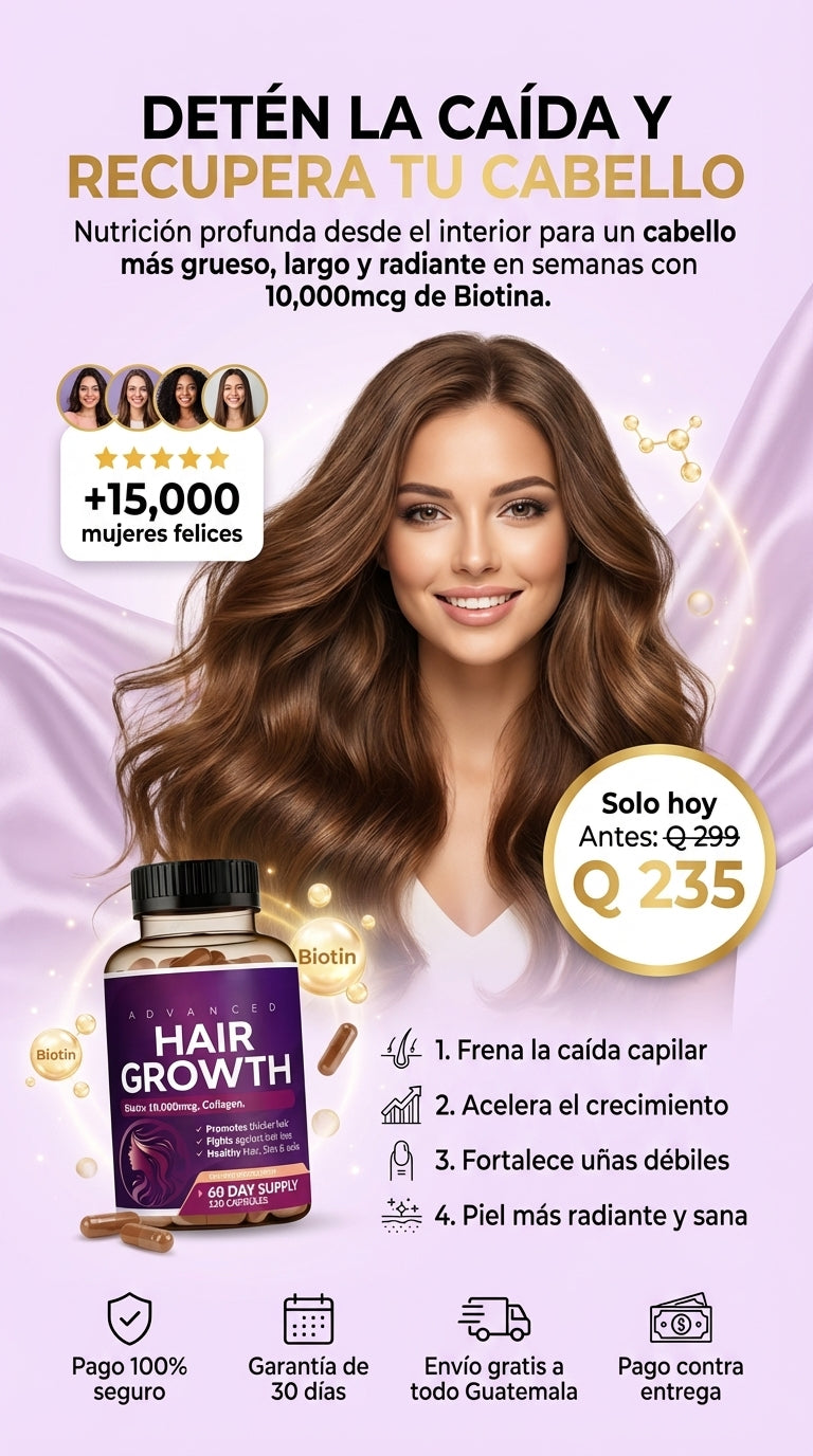 ¡Cabello más grueso y fuerte desde la raíz hasta las puntas!